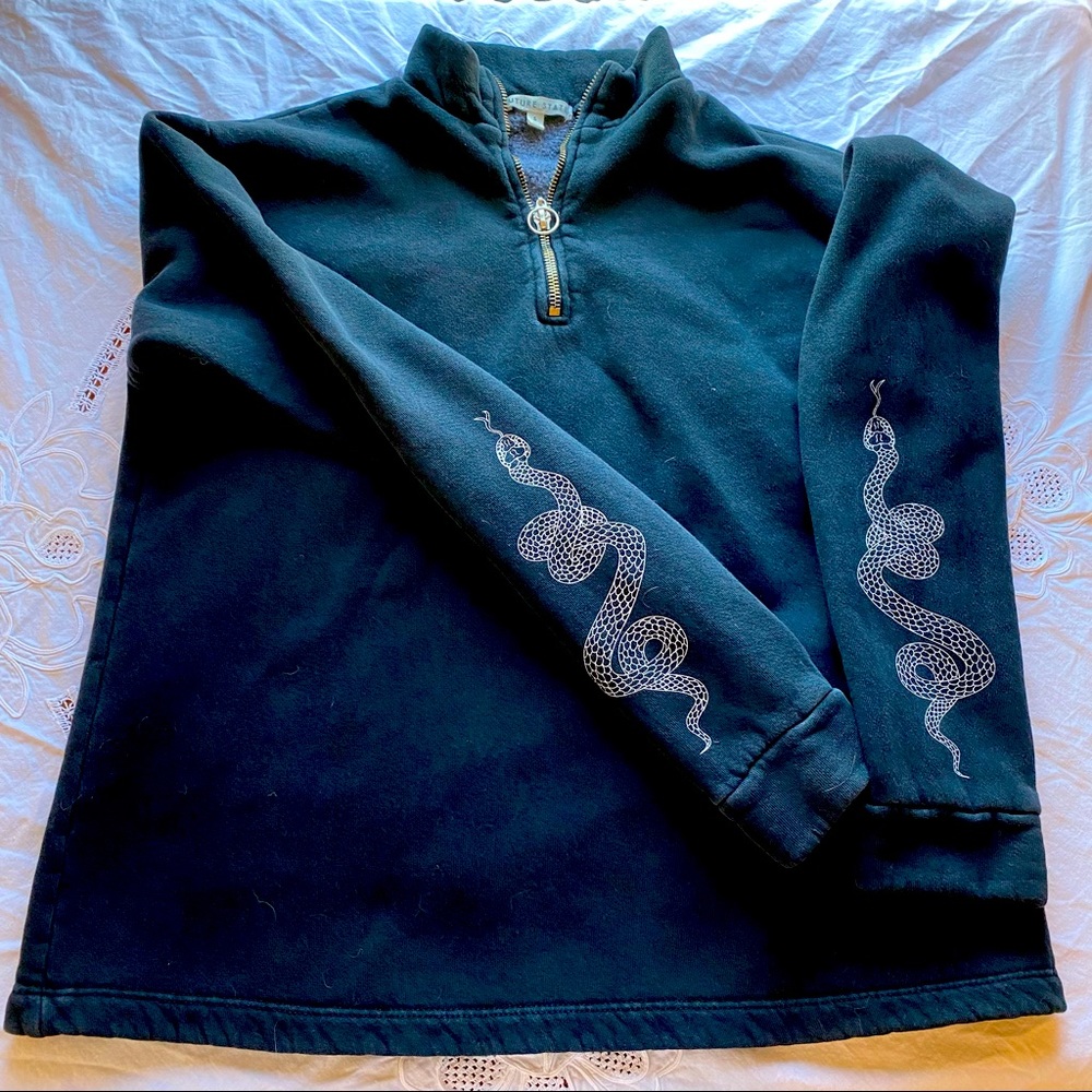 Urban Outfitters SNAKE Black Sweatshirt Vintage Zipper Size Small